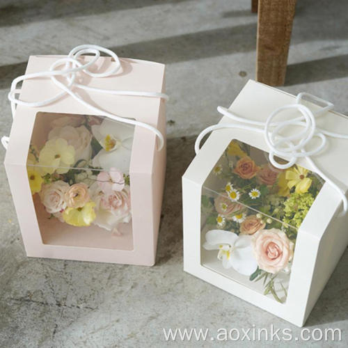 Flower Delivery Box Square Pvc Window Arrangement Gift